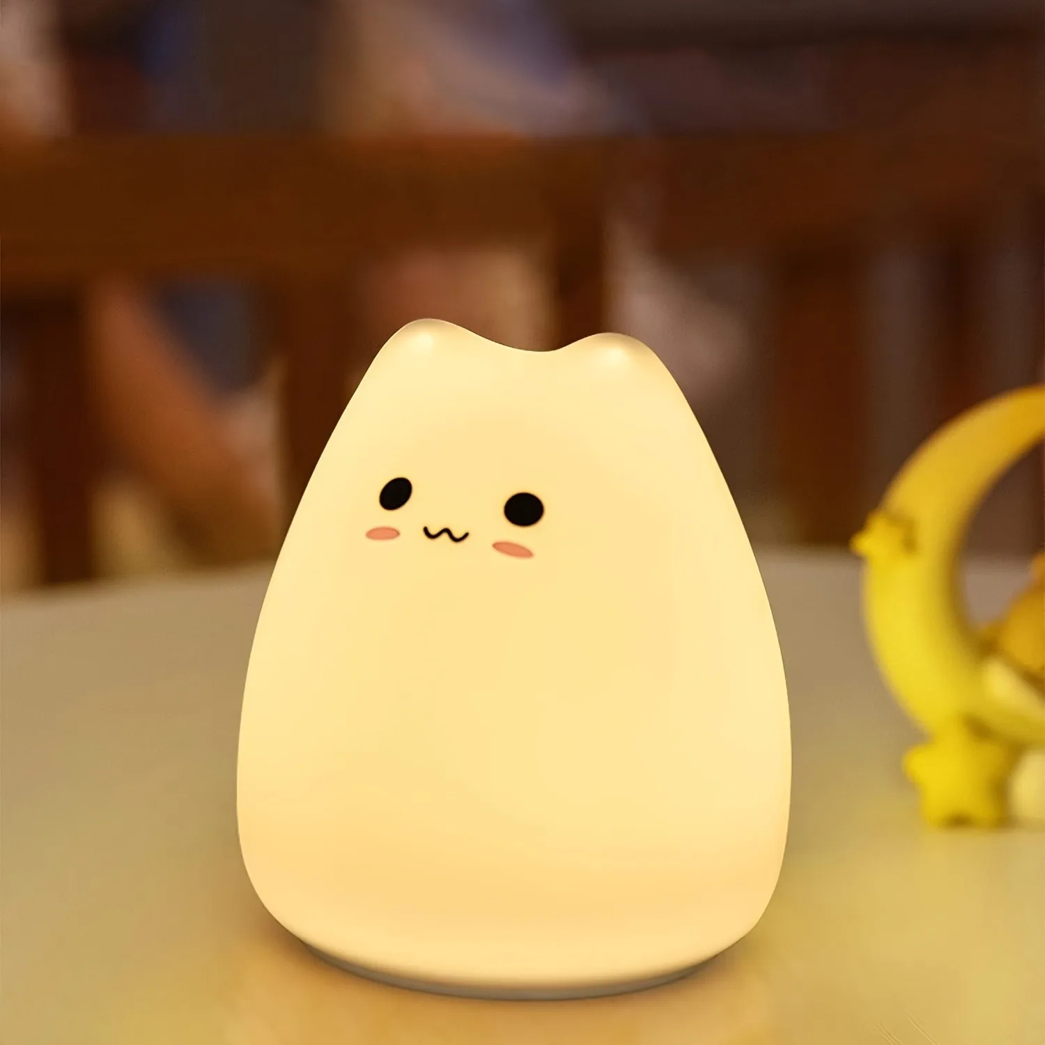 

Силиконовая лампа с милым котом, регулируемая яркость и меняющая цвет, милая атмосфера, ночник, украшение комнаты, светодиодные фонари