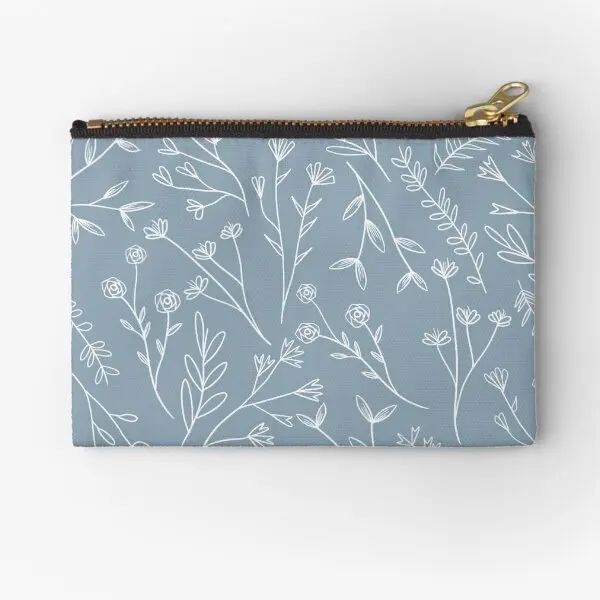 

Wildflowers Blue Gray Zipper Pouches Small Panties Men Key Socks Storage Coin Packaging Money Underwear Women Wallet Bag Pure