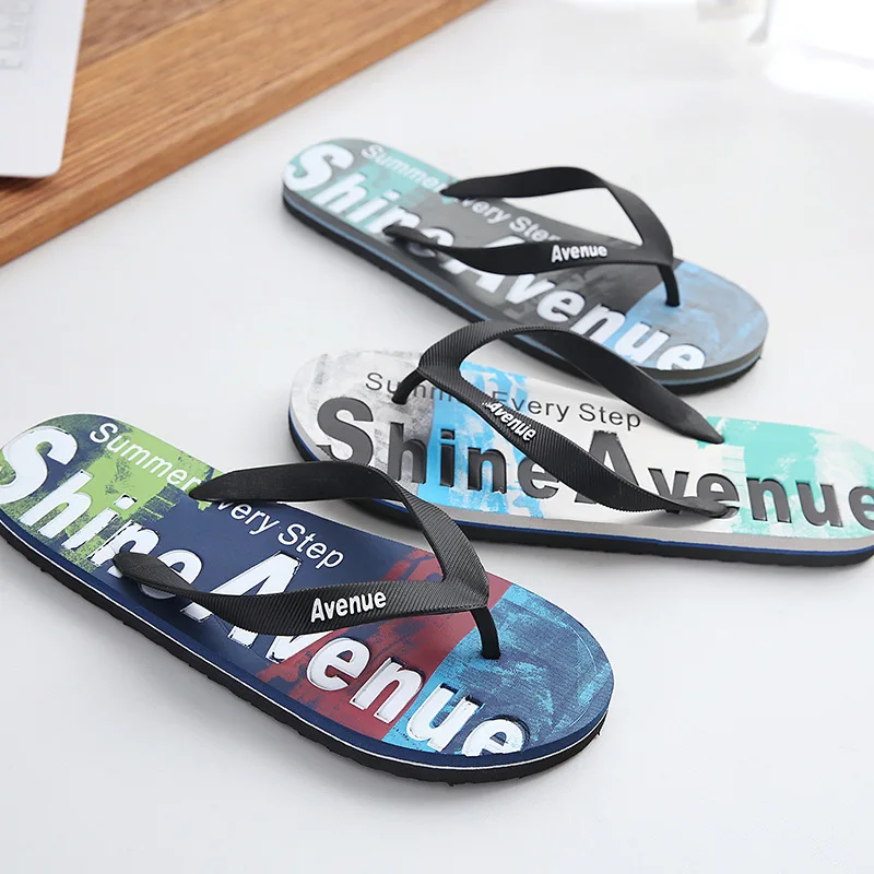 

Men's slippers Fashion outdoor personality Korean version inside herringette male soft sole anti-slip clamp trend youth summer