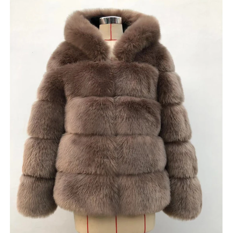 2021 New Luxury Winter Thick Warm Faux Fur Coat Women Oversize Hooded Long Sleeve Faux Fur Jacket Femae Fur Coats Bontjas