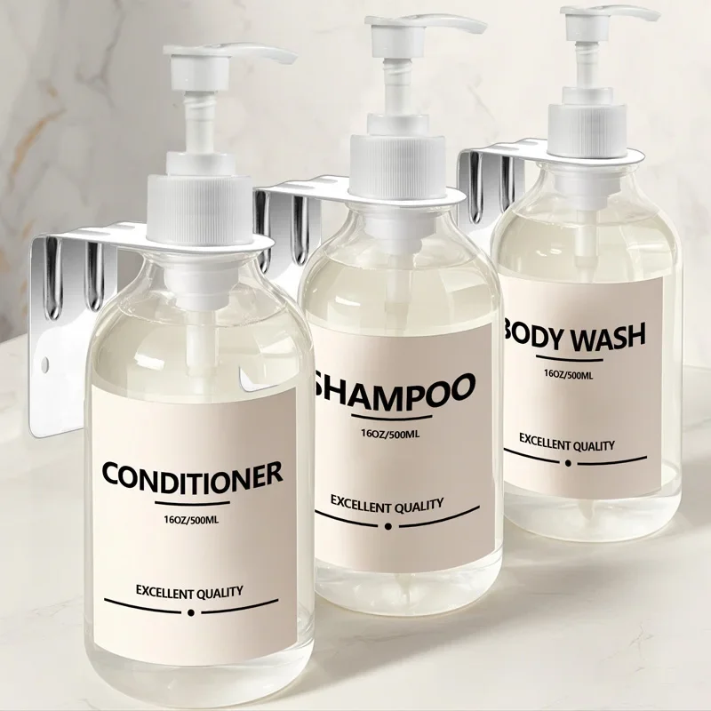 Портативный дозатор мыла набор 500 мл бамбуковый/силиконовый лоток с этикетками