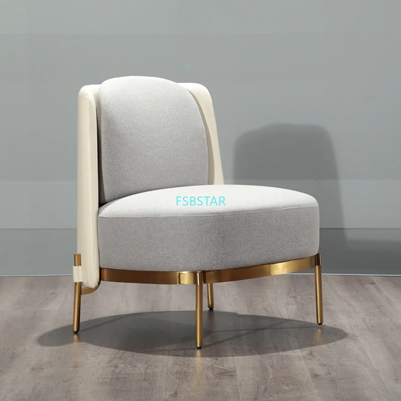 

Italian Light Luxury Single Sofa Chair Cloth Negotiation Chair Backrest Chair Coffee Shop Designer Leisure Chair
