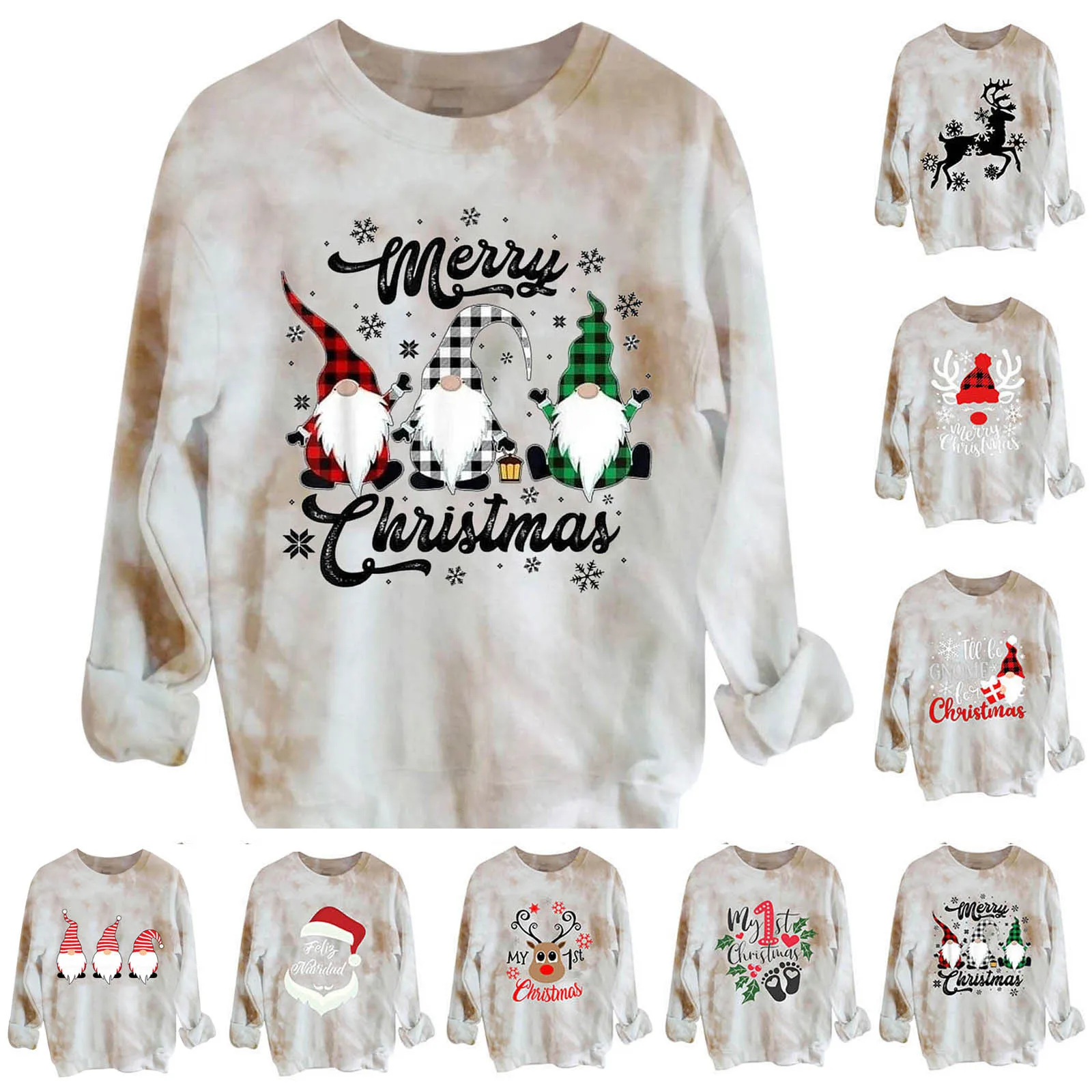 

Sweatshirt For Women Winter Christmas Fashion Long-Sleeve Printed O Collar Blouse Large Hoodie Womens Top