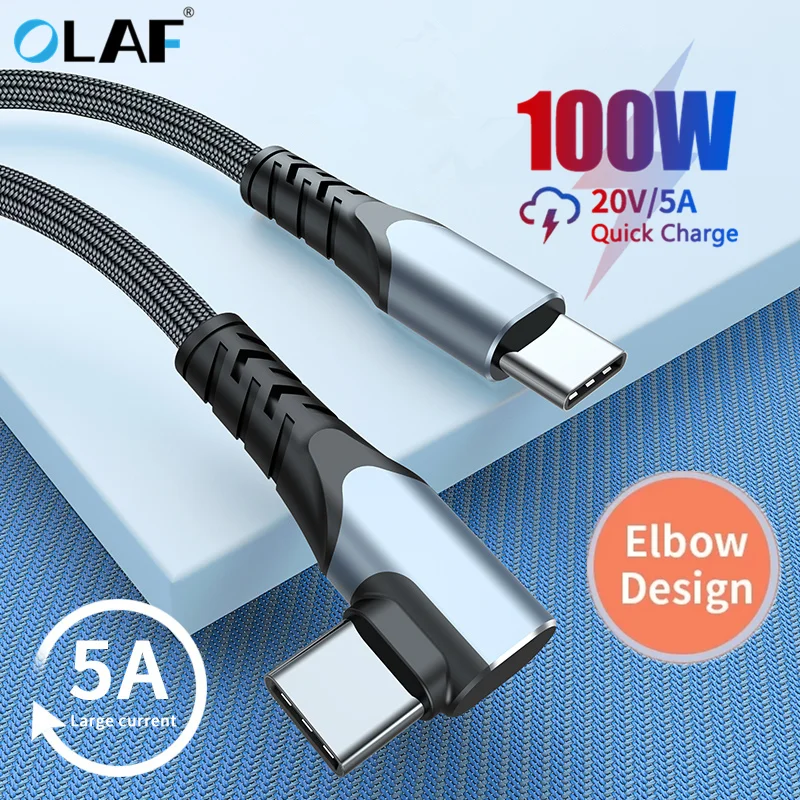 

Кабель Olaf USB C к Type C PD100W 5A, шнур для быстрой зарядки мобильного телефона, зарядный провод для Xiaomi Samsung Huawei Macbook iPad