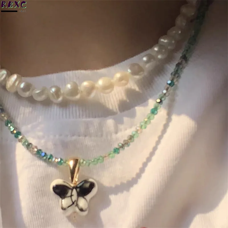 

Korea 2022 Spring Festival Crystal Necklace Butterfly Pendant Simple Moranti Small Fresh Necklace Jewelry