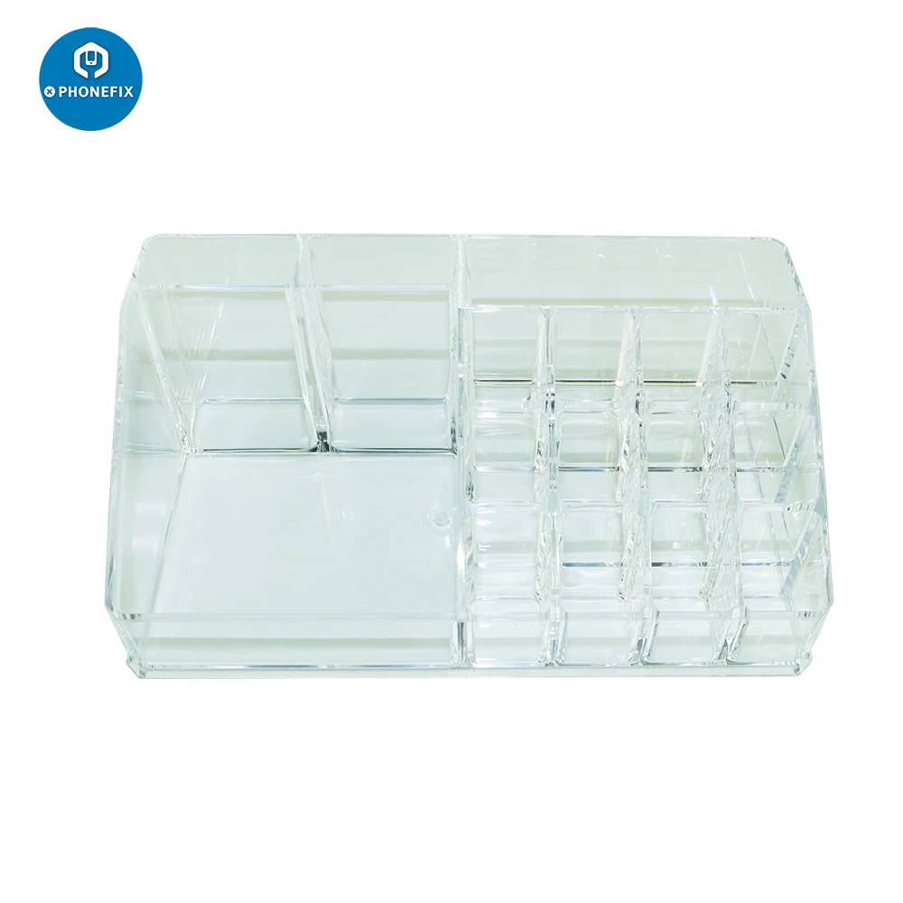 

Transparent Acrylic Container Storage Box with Multi Sub Grid Box for Putting Phone Repair Tool Phone Replacement Parts