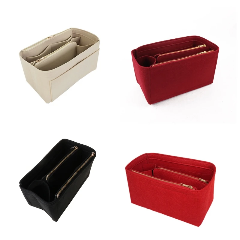 

Purse Insert Felt Bags Handbag with Zipper Tote Shaper Multi Pocket
