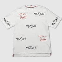 tb thom mens t shirt summer fashion tops cotton jersey short sleeve fishes and bears embroidery wholesale oversized t shirt