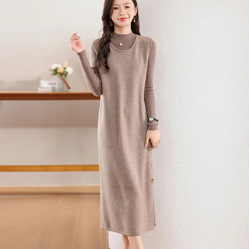 2024 зимние жилеты без рукавов с круглым вырезом Длинные шерстяные свободные