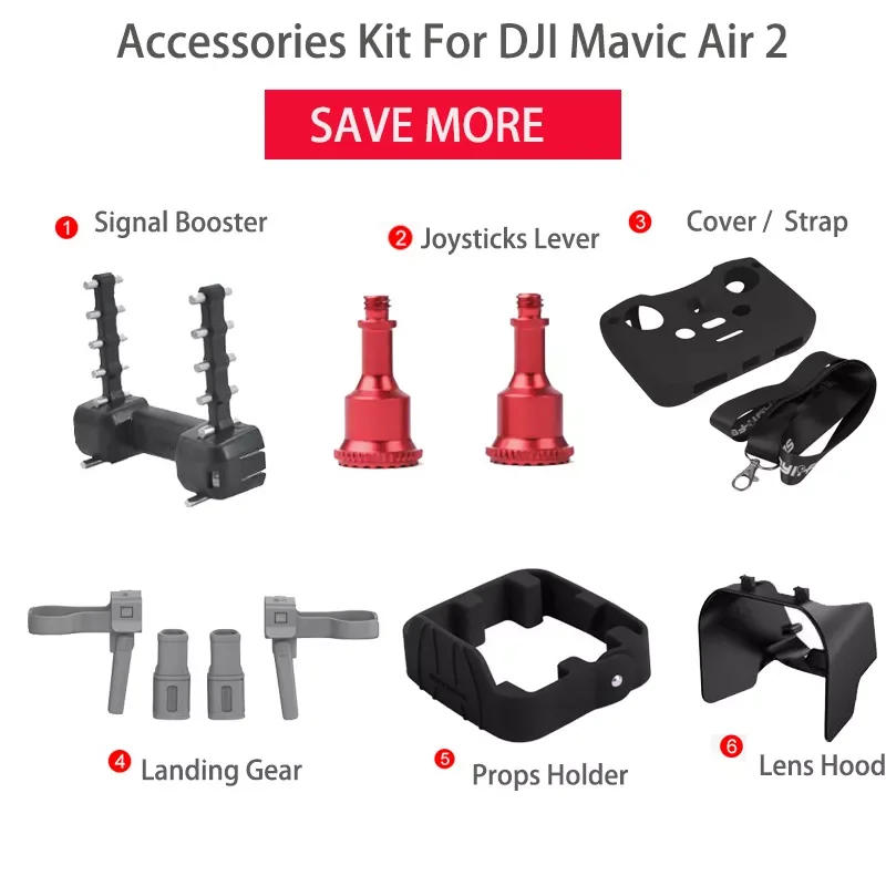 

Gear Lens Hood Props Holder Joysticks Lever Protective Cover with Controller Strap For DJI Mavic Air 2 Drone Accessories