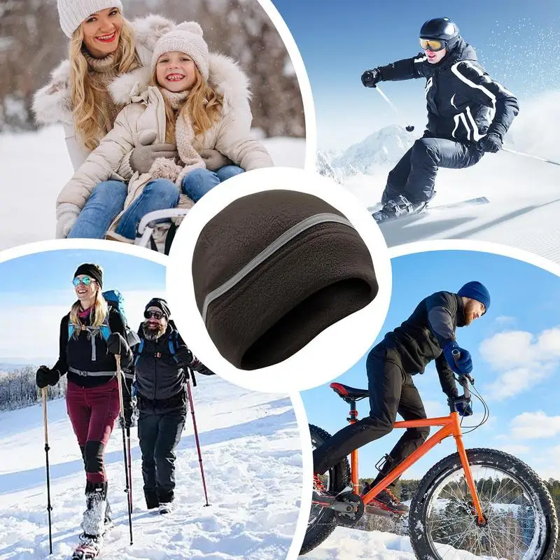 Светоотражающая теплая шапка зимняя унисекс с высокой видимостью манжетами