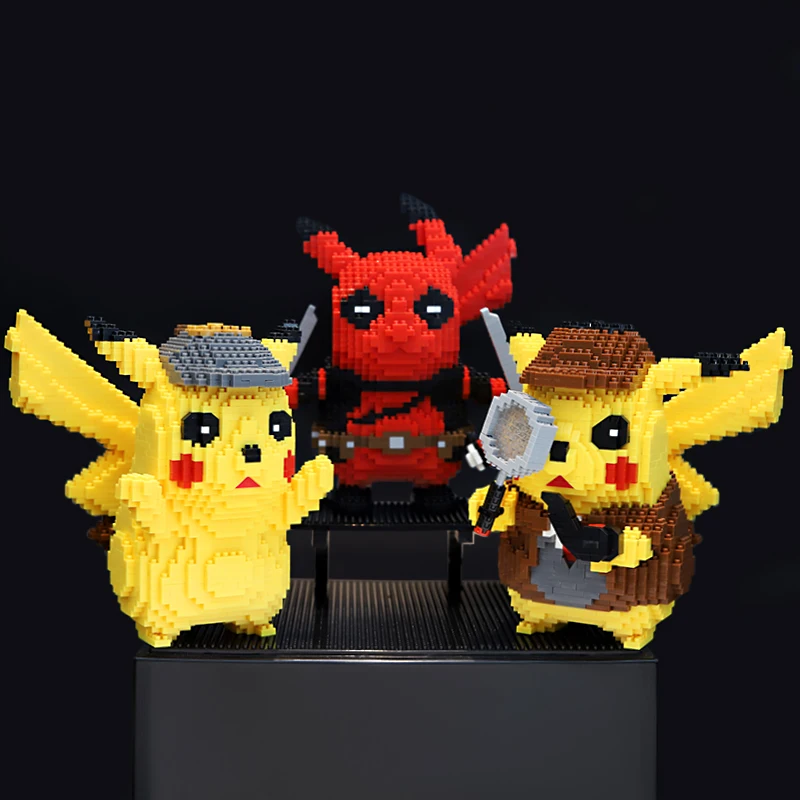 

LBOYU Pokemon Mini Building Blocks Detective Pikachu Deadpool Diamond Micro Brick Figures Toys For Kid Birthday Gift