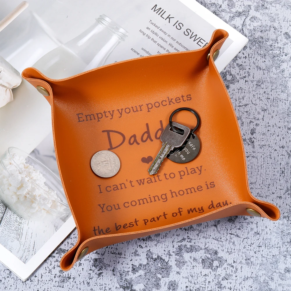 

Empty your pockets Daddy Leather Key Tray Gifts for Daddy New Dad Fathers Day Gift Valet Tray Birthday for First Time Dad Men