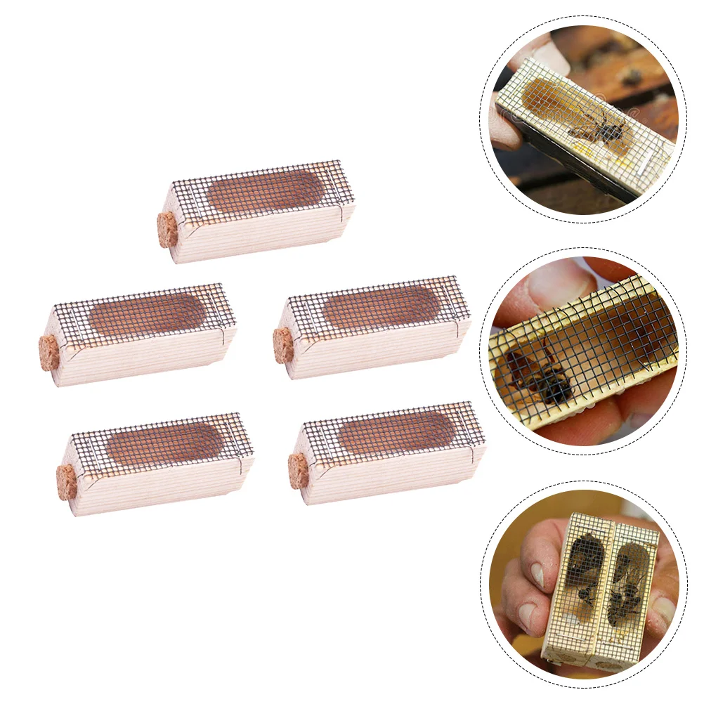 

5pcs Queen Bee Cage Bee Wooden Cover Cage Beekeeping Tool Practical Bee Tool