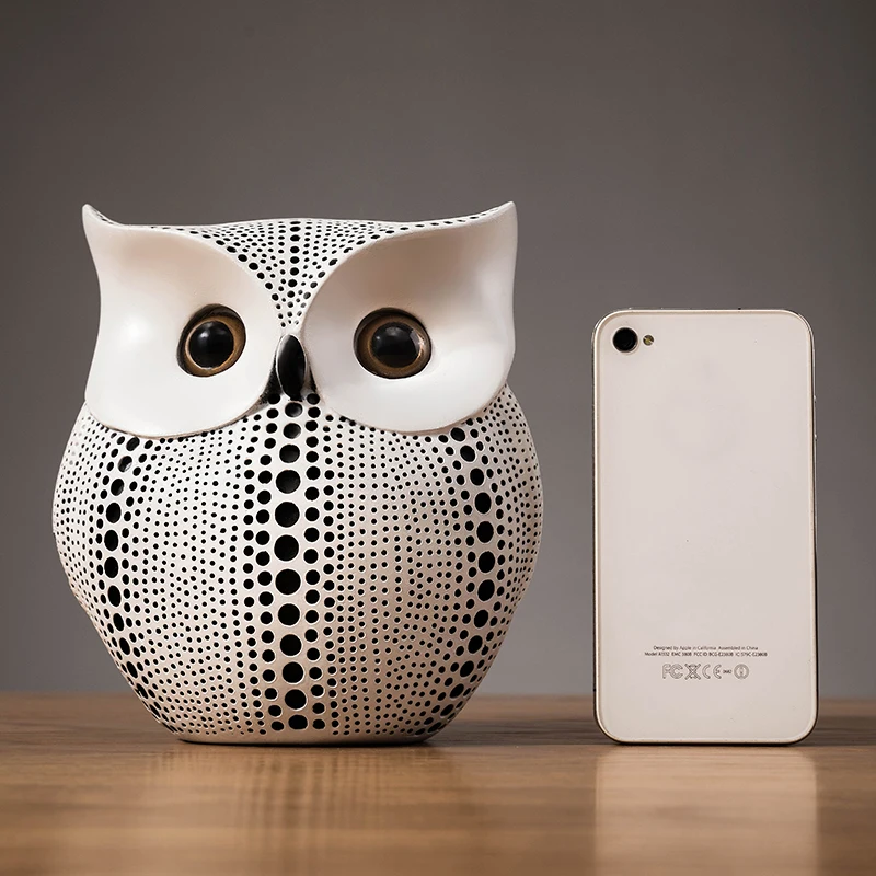 

Черно-белая статуэтка совы, статуэтки, статуэтки из смолы, скульптура, модель, украшение для дома, стола, для гостиной, имитация орнамента