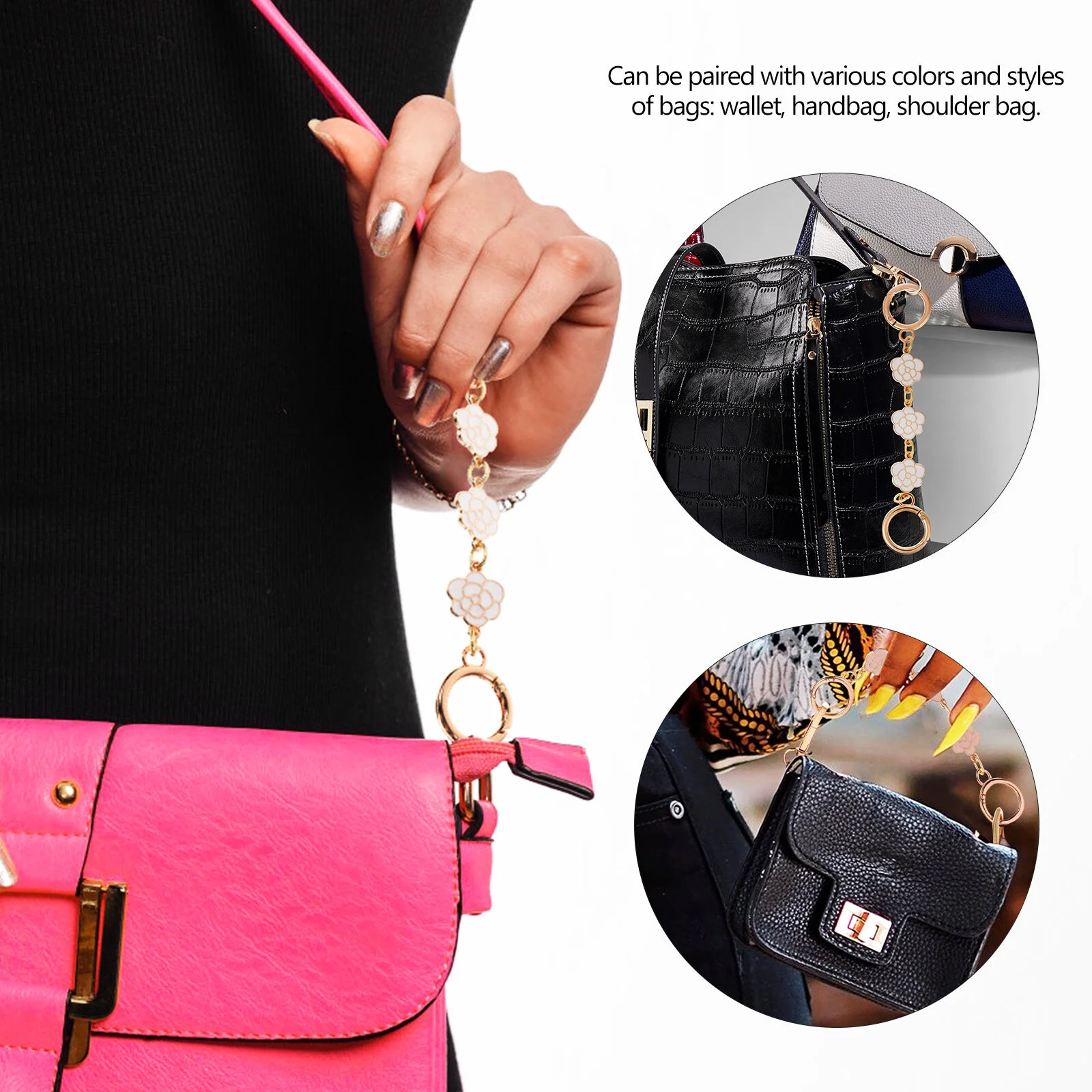 2Pcs Bag Chain Straps Flower Shape DIY Flat Chain Strap Handle Bag Accessories Replacement