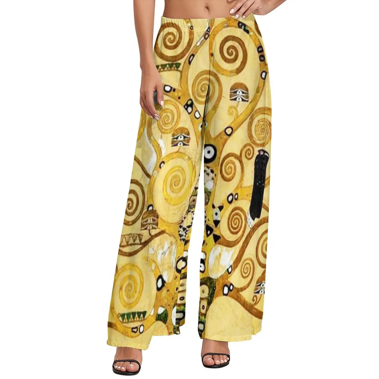 

Брюки Gustav Klimt с принтом Древа Жизни, уличная одежда, прямые широкие брюки с эластичным поясом, сексуальные брюки большого размера 4XL 5XL