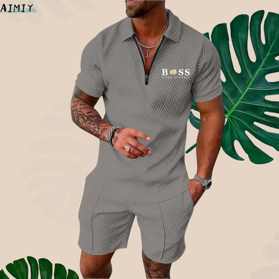 Men's Tracksuit Casual Set Streetwear 3d Digital Printing Short Sleeve Polo Shirt + Shorts Summer Suit Sportswear Men‘S Clothing