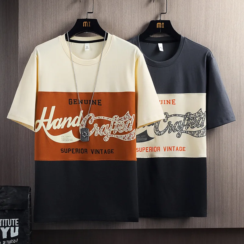 

2023 Summer New Contrast Printing Short Sleeve Round Neck Men's T-shirt
