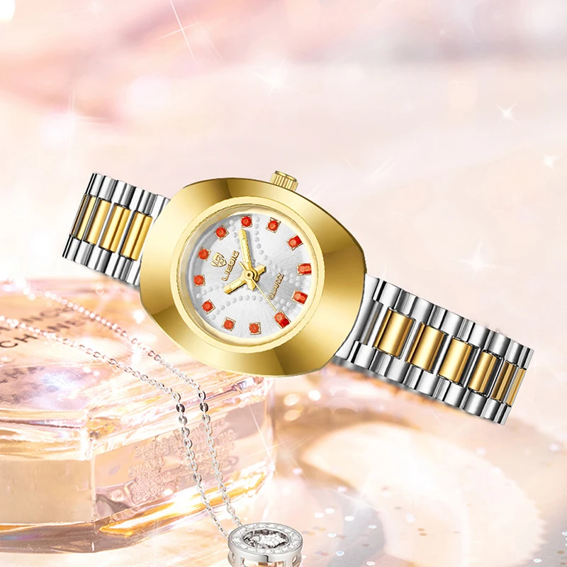 LIEBIG New Luxury Full Steel Strap Golden Quartz Wristwatch For Woman Casual Waterproof Sport Watches Man Clock Relogio Masculin