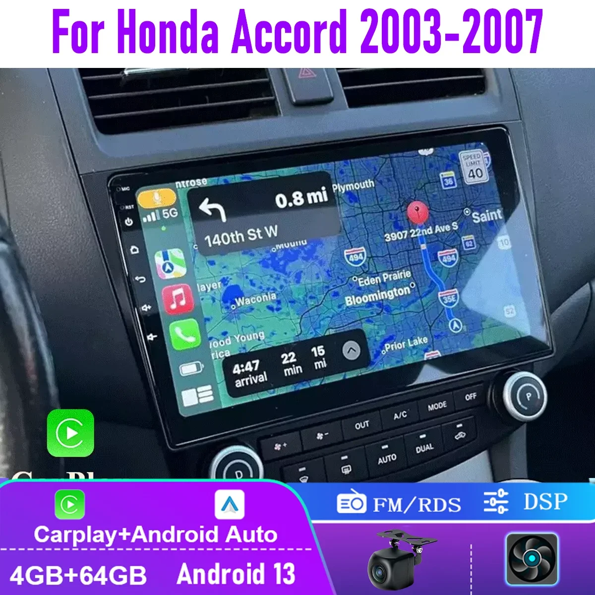 10 &quot4 + 64 ГБ автомобильный стерео радио головное устройство для Honda Accord 2003-2007 Apple