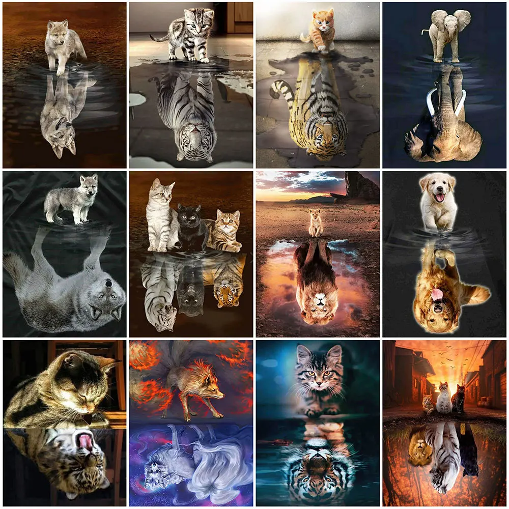 

EverShine Coloring By Numbers Lion Cat With Frame Oil Painting Drawing Wolf Dog Animal On Canvas DIY Decor For Home