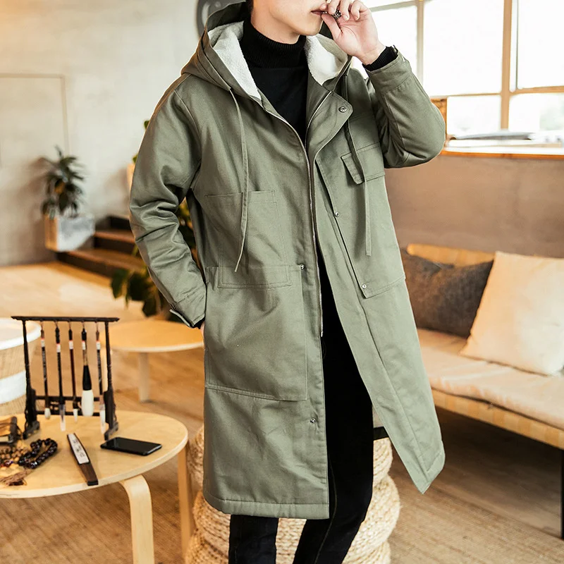 Зимняя куртка из овечьей шерсти Мужская ветровка средней длины повседневное