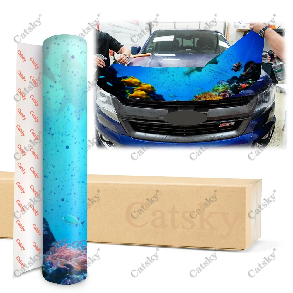Подводный мир животные принт Автомобильная капота виниловые наклейки