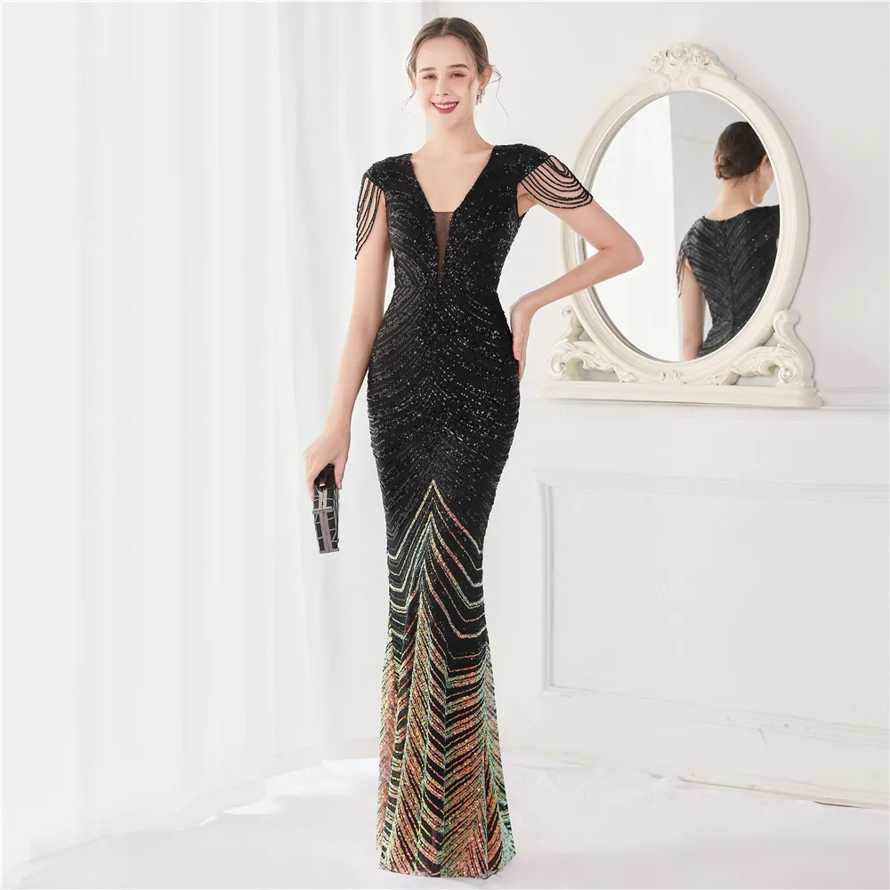Luxury Party Elegant Dresses for Women 2022 Evening Prom Formal Long Clothes Sexy Sequin Cocktail Ceremony Birthday Maxi Outfits
