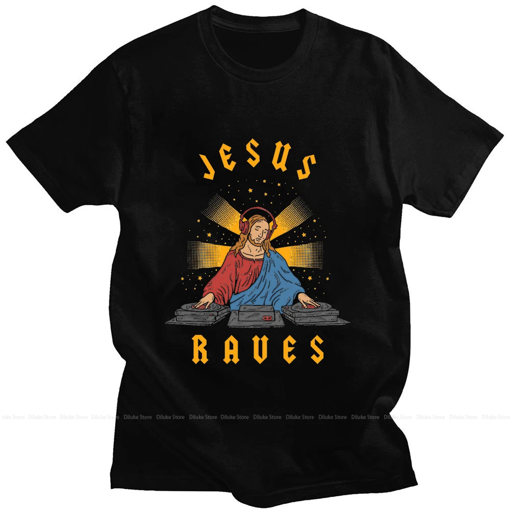 

Jesus Raves DJnew Products Popular Simple Design Print Summer Short Sleeve 100% Cotton Loose Casual Couple T-Shirt Oversized