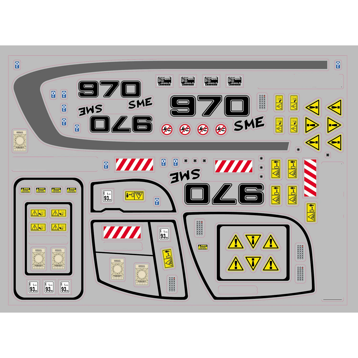 

CUT Decal Sticker for 1/14 KABOLITE K970 970-100S Hydraulic RC Excavator Digger Liebhe Vehicle TH20660-SMT5