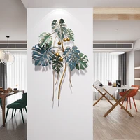 nordic luxury living room entrance leaf metal wall pendant dining room sofa background porch iron simple art wall decoration