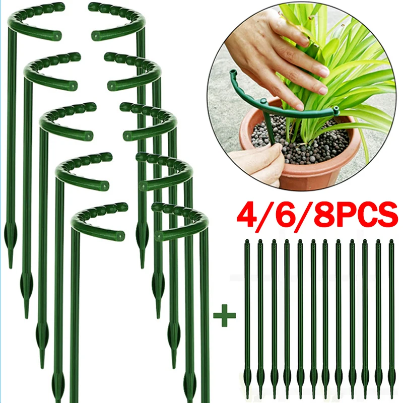 

2/10Pcs Plastic Plant Support Pile Stand Half Round Plant Support Ring for Flower Greenhouse Arrangement Plant Cages Rod Holder
