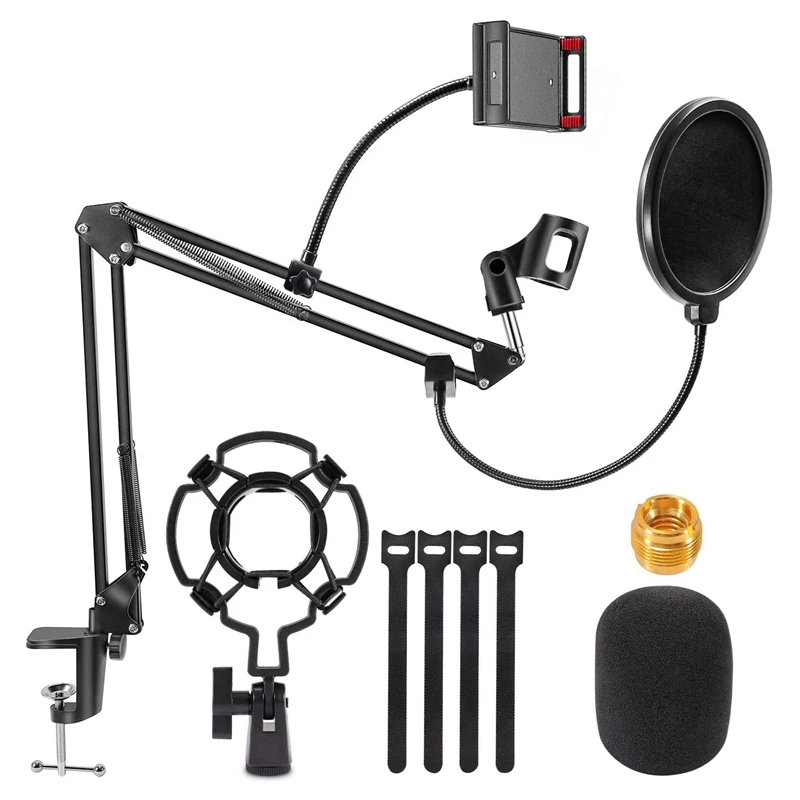 

NEW-Microphone Arm Stand Microphone Stand Scissor Arm Adjustable Mic Desk Mount Stand For Live Streaming Recording Game