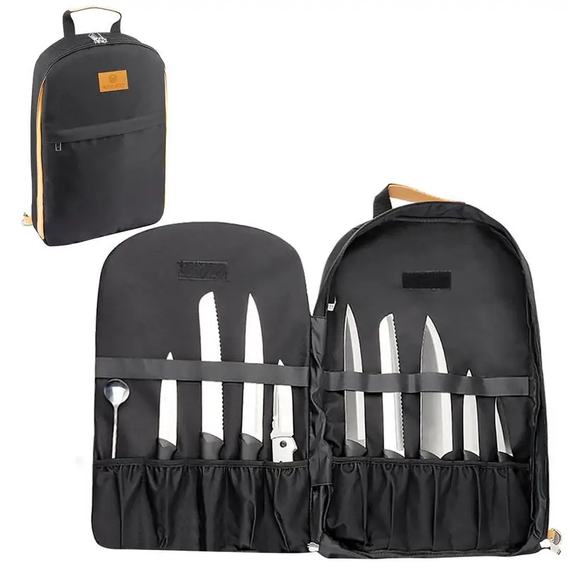 

Chef Bag Cook Cutter Storage Bag With Shoulder Strap Portable 21 Slots Tool Roll With Shoulder Strap For Traveling Camping Home