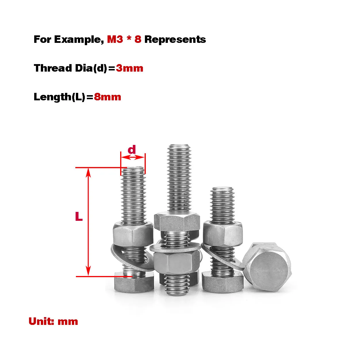 

Pure Titanium Outer Hexagonal Screw,Nut And Flat Washer Set M4M5M6M8M10