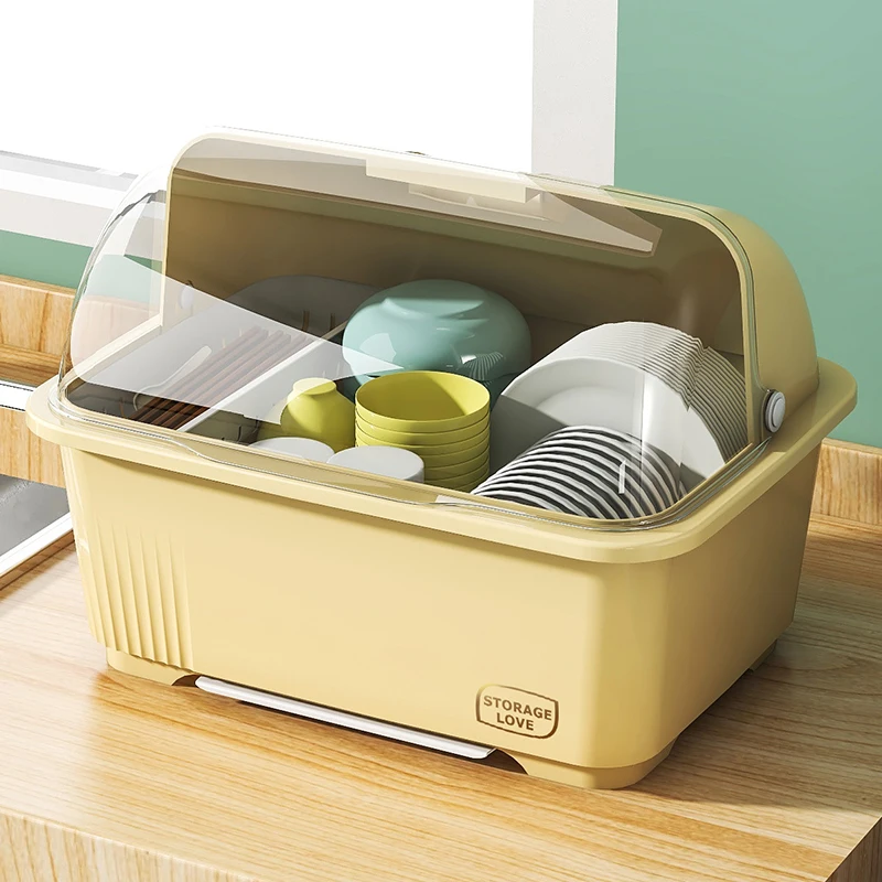 

New 2023 Kitchen Dish Storage Box Rack Dish Drain Rack Tableware Plastic Storage Box Bowl Cutlery Box Cupboard Kitchen Supplies
