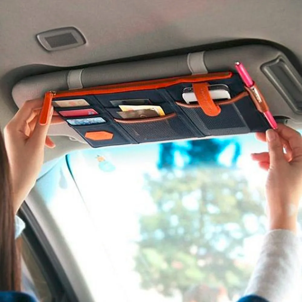 

3 Colors New Car Styling Card Storage Holder In-Car dark blue Sun Visor Point Pocket Organizer Automobiles Pouch Bag Pocket 2018