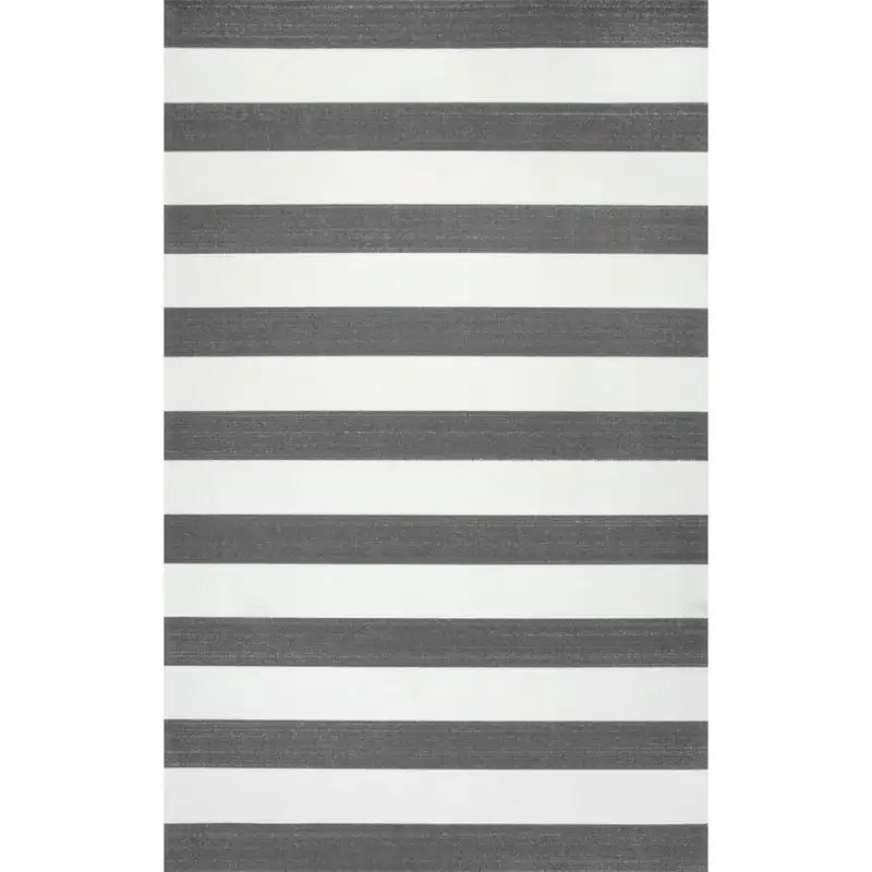 

Полосатый коврик для помещений и улицы, 5 'x 8', серый