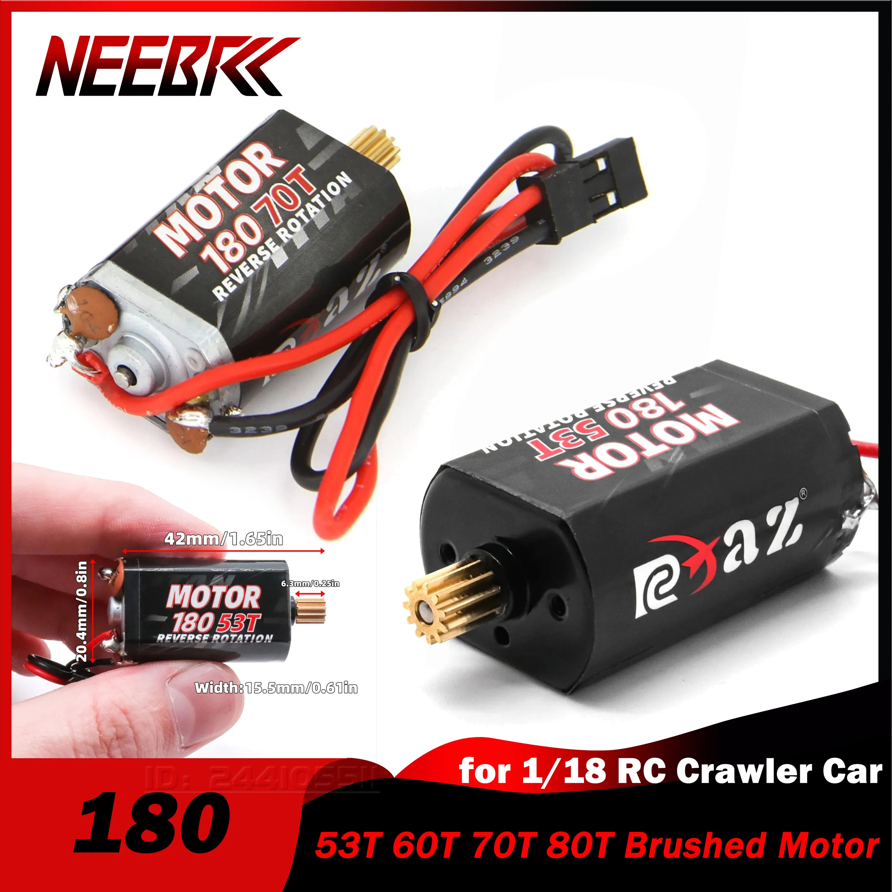 NEEBRC 180 щеточный двигатель 53T 60T 70T 80T 7 2 V с 11T шестерней шестерни для 1/18 RC Гусеничный