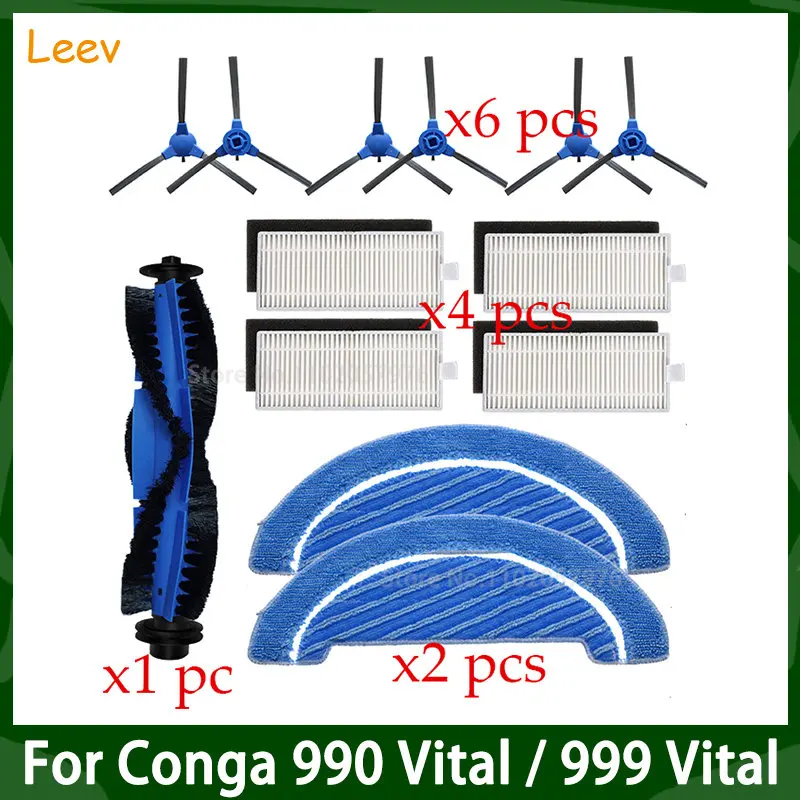 

Replacement For Cecotec Conga 990 Vital / Conga 999 Vital Robot Vacuum Cleaner Main Side Brush Hepa Filter Mop Rag Spare Parts