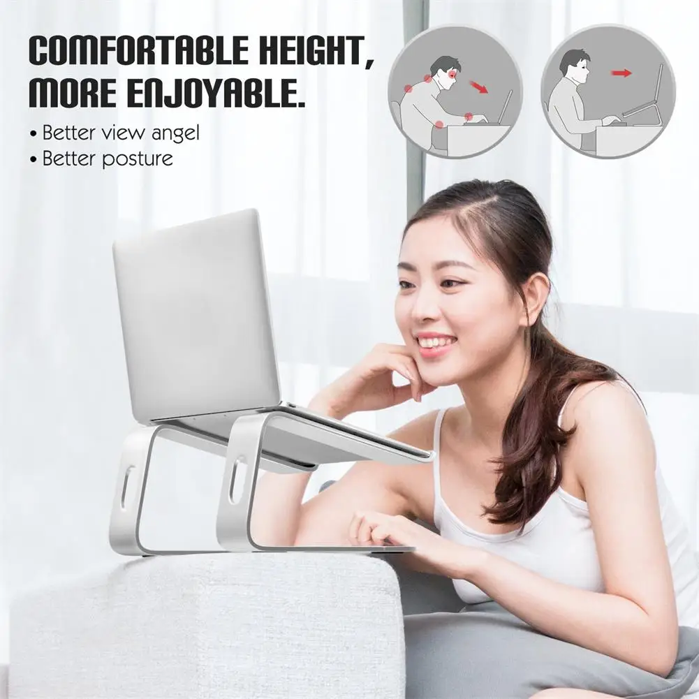 

Laptop Stand Ergonomic Laptops Desk Elevator Riser Metal Cooling Holder Compatible For Up To 15.6 Inches Notebook Computer