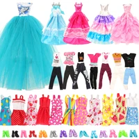 barwa 25 item doll accessories 3 long tail party dress 10 mini doll dresses 2 top pants clothes 10 shoes for barbie diy toys