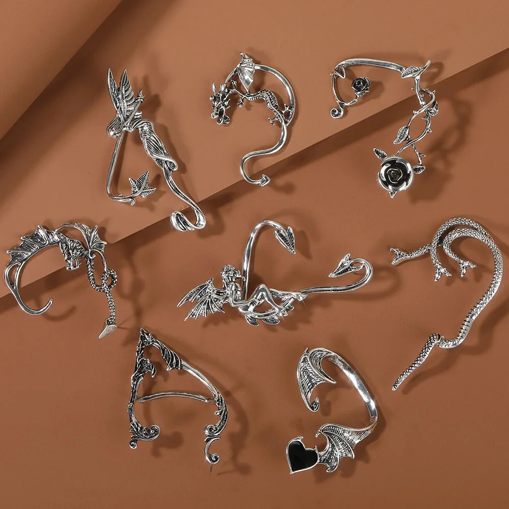 

YADELAI 2022 New Gold Silver Color Metal Wings Ear Clips No Piercing women Devil Ear Clip Punk Style Wedding Earrings Jewelry