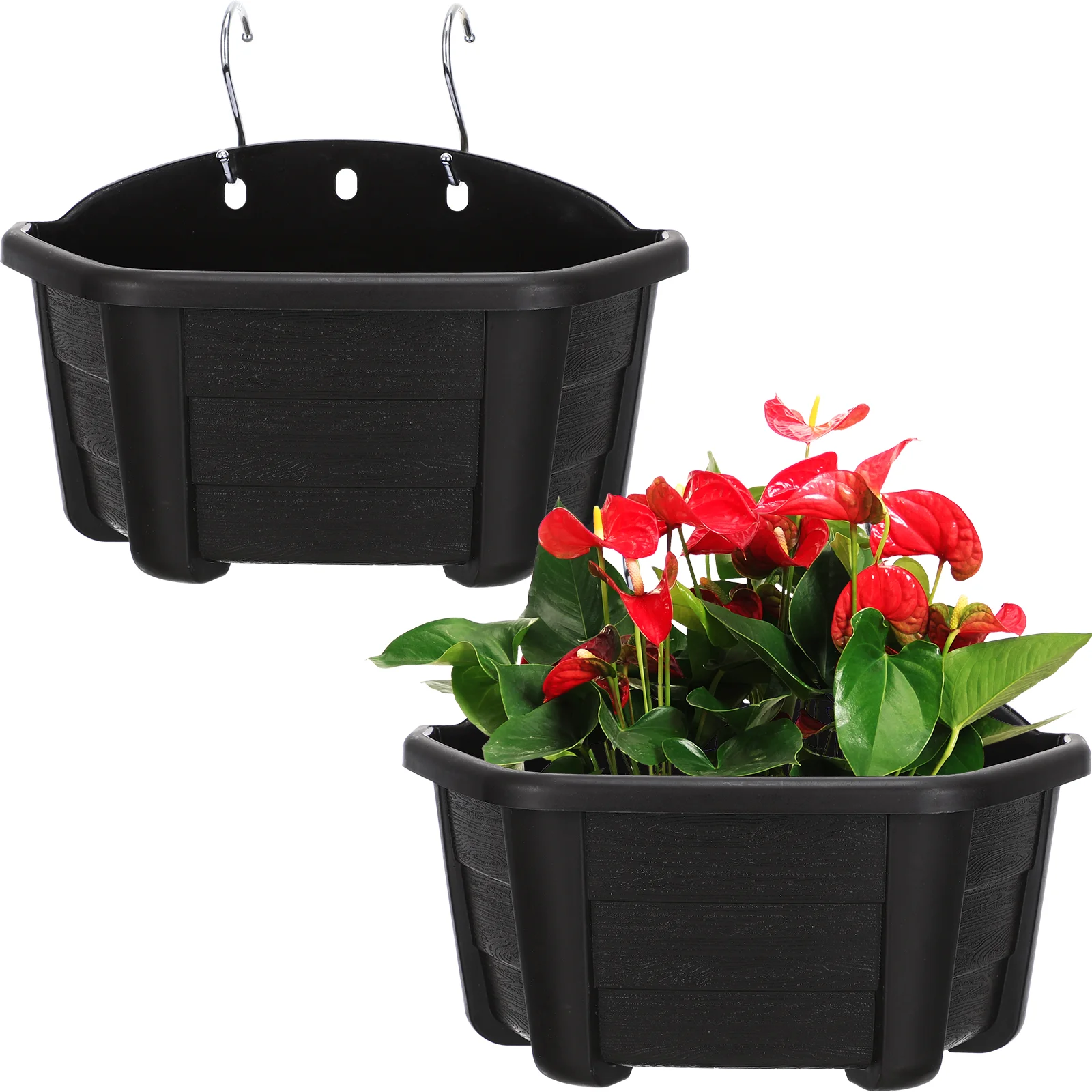 2 Pcs Hanging Planter Fence Flower Buckets Pot Plants Indoor Planters Wall Outdoor Flowerpots