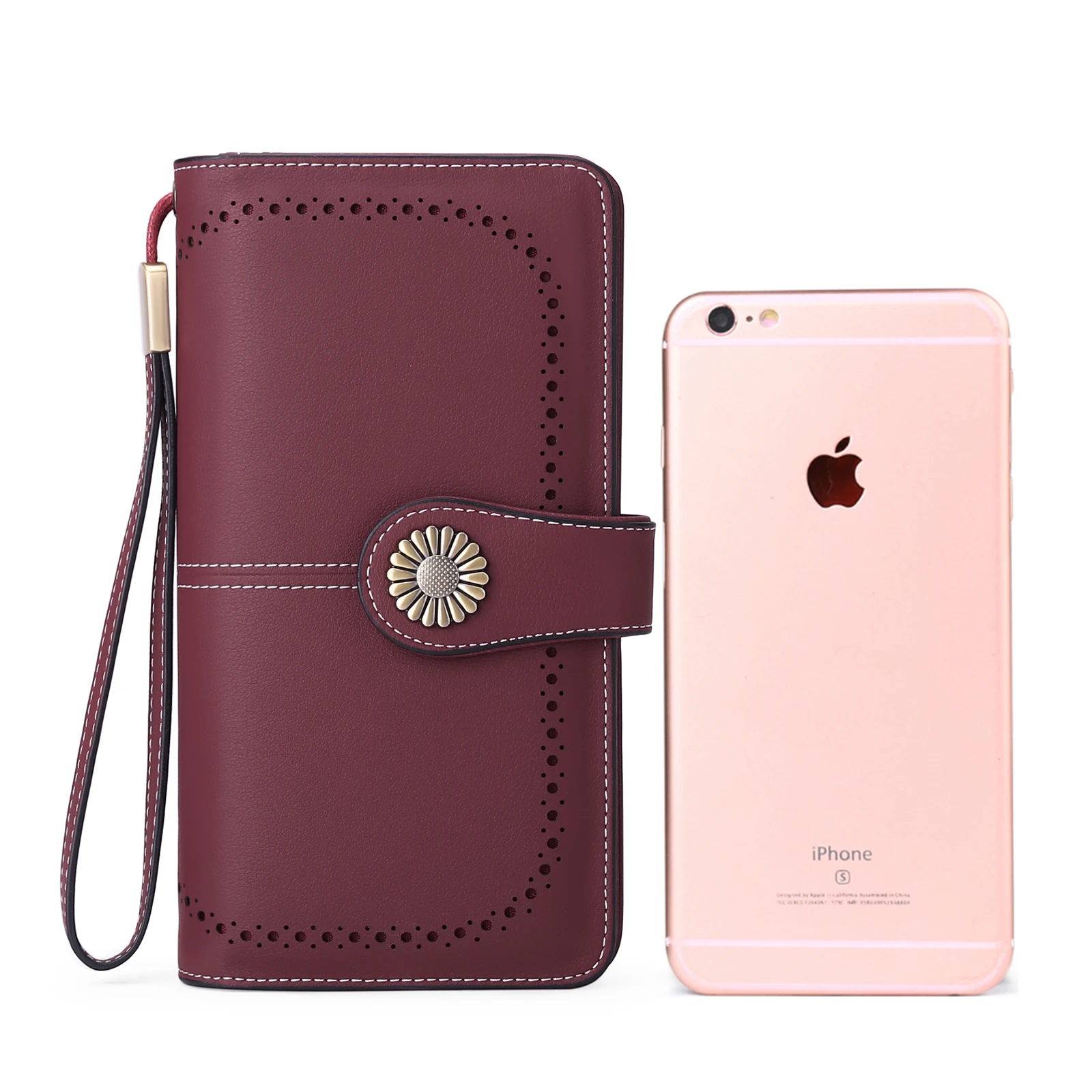 Women PU Leather Long Wallet Vintage Coin Purses Large Capacity Cellphone Clutch Card Holder Ladies Zipper Purse