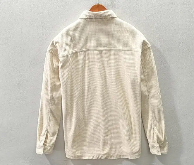 Men's Outerwear Shirts Spring and Autumn Men's Corduroy Shirts Long Sleeve Lapel Shirts Irregular Pockets