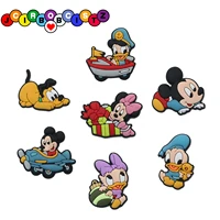 single sale 1pc pvc shoe charms disney mickey and minnie mouse shoe buckle decoration for croc jibz kids party christmas gift