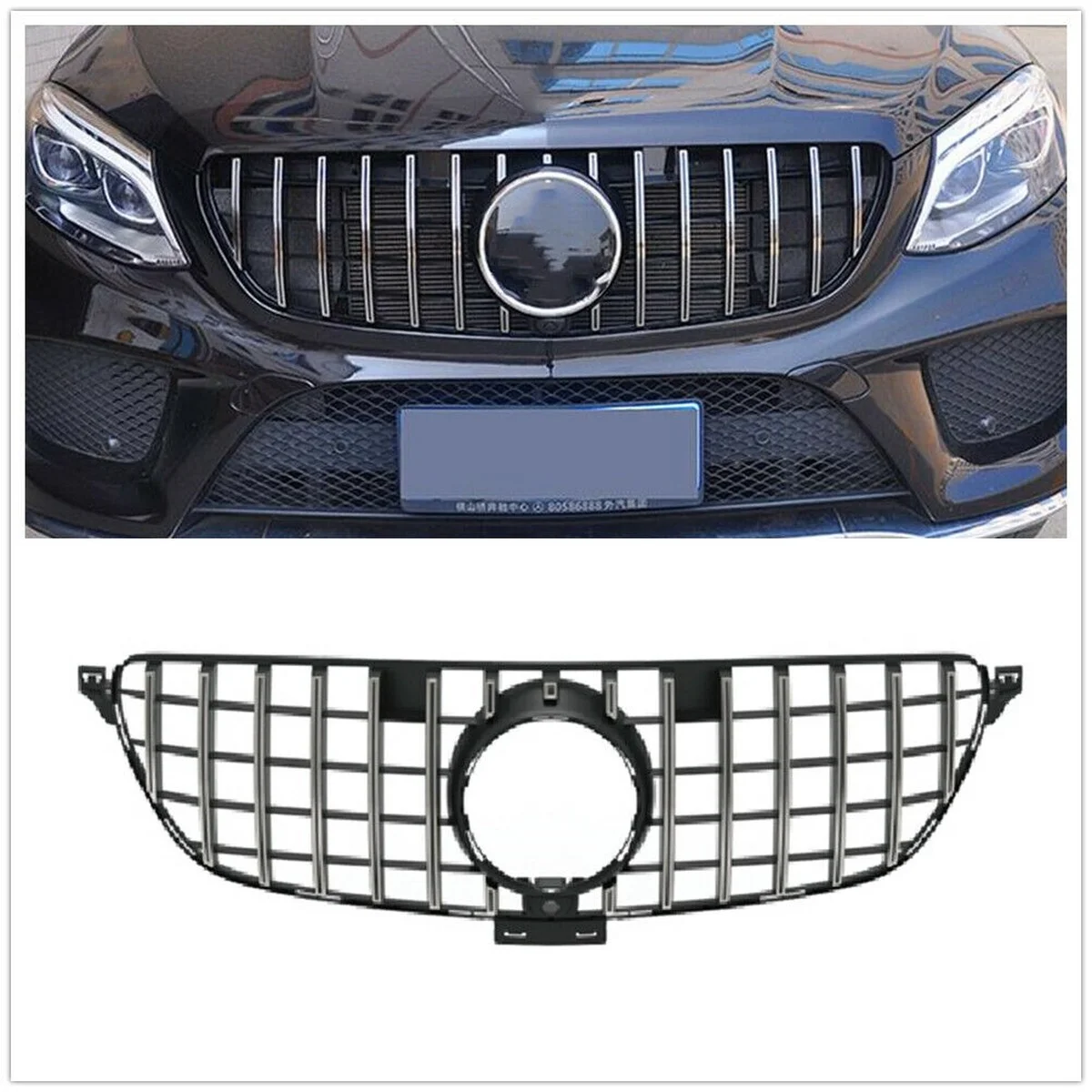 

Front Grille For Mercedes Benz W166 GLE Coupe SUV 2015-2019 2016 17 GT R Silver