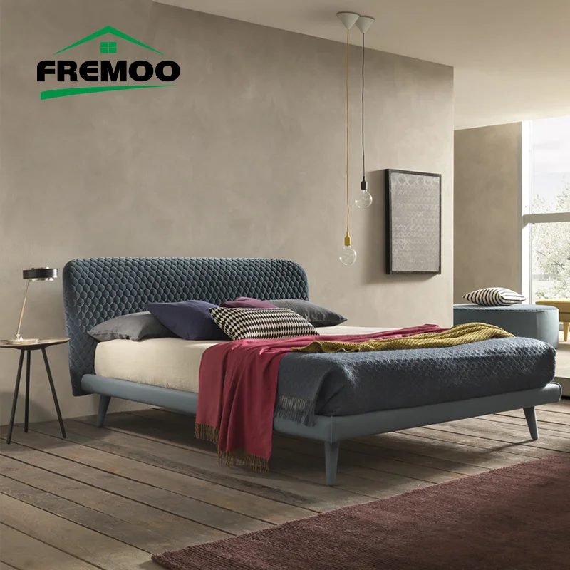 

Nordic Style Fabric Bed High Foot Modern Minimalist Double Bed High Quality Master Bedroom cama luxo casal